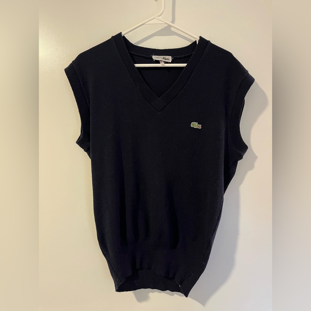 CHEMISE LACOSTE navy wool vest